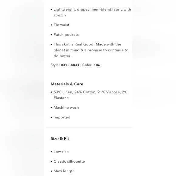 AE Dreamy Drape Linen Stretch Maxi Skirt - Picture 7 of 8